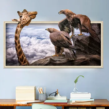Lumea animală Girafa falcon autocolante de perete Material PVC 3D poster de perete pentru camera de zi, dormitor, camera pentru copii decor de perete autocolante