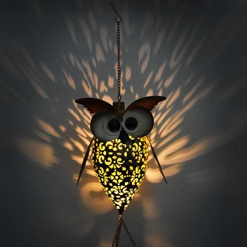 Luna Soarele Clopoteii de Vant Bufniță Pasăre Solare LED Lumini în aer liber, Ornamente de Gradina cu Tub de Metal Agățat de Noapte rezistent la apa Decor