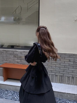 Maneca Lunga Epocă Rochie Neagră Femeie Partid 2022 Toamna Elegant Stil Coreean Rochie Midi Slim Design De Moda Casual Rochie Doamnelor