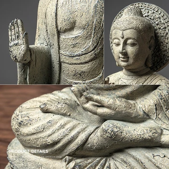Meditând Statuie A Lui Buddha Stând Tathagata Figurine Lucrate Manual Rășină Sculptura Acasă Ornament Decorativ Decor Cameră Decor