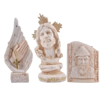 Mini Hristos Isus Figura Sculptura Statuie Rășină Manual Inovatoare Înger Cruce Decorarea Rasina De Artizanat Mucegai Religioase Decor Acasă