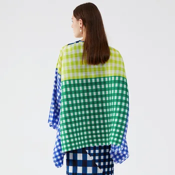 Miyake 2021 toamna și iarna moda pentru femei sacou carouri de imprimare de nișă vrac toamna de sex feminin cu mâneci lungi bat sacou jacheta