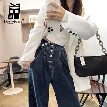 Moda coreeană Catifea Blugi Largi Y2k Haine Femei Talie Inalta Blugi Femei Pantaloni de Marfă Y2k Streetwear Yk2 Pantaloni Femei Pantaloni