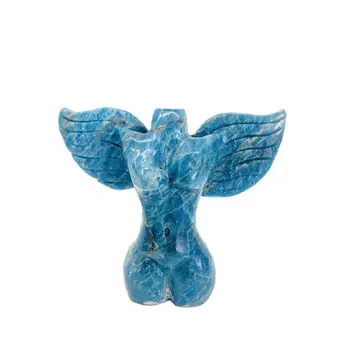 Naturale De Vindecare De Înaltă Calitate Apatit Albastru De Cristal Femei Organism Sculptură Cu Aripi Pentru Cadou