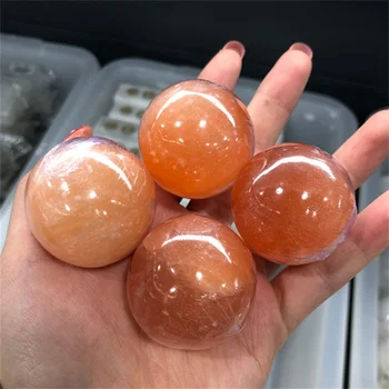 Naturale De Înaltă Calitate Alb Glob De Cristal Portocaliu Selenit De Cuarț Mingea Acasă Feng Shui Decor
