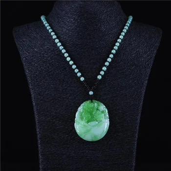 Naturale Jad Verde Pixiu Pandantiv Colier Moda Bijuterii Accesorii De Mână-Sculptate Om Noroc Amuleta Cadouri Femeie Lanț Pulover