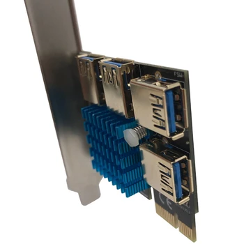Pcie de la 1 La 4 PCI Express Riser Card, de la 1 La 4 USB 3.0 Adapter Card Cu Mare Căldură Chiuveta, PCI-E 1X La Extern, 4 USB 3.0