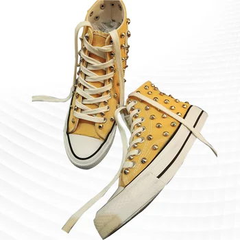 Personalizat manual de unghii mici nit pantofi plat pantofi de mers pe jos de mare sus pantofi de panza hip-hop stradă fotografiere vulcanizat pantofi 35-45