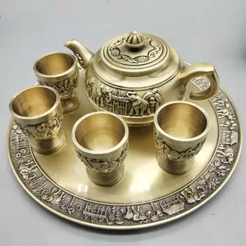 Rafinat alamă elefant set de ceai, Un set ornamente decorative