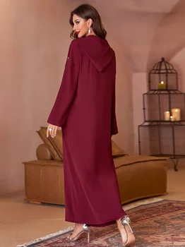 Ramadan Eid Mubarak Roșu Dubai Abaya Turcia Islam, Musulman Arab Rochie De Seara Lunga Kaftans Pentru Femei Robe Longue Femme Musulmane 0