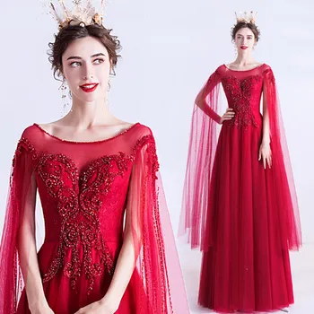Real roșu ștrasuri din mărgele broderie curții medievale rochie renașterii Rochie de regina Victorian /Marie/drama/rochie de minge 0
