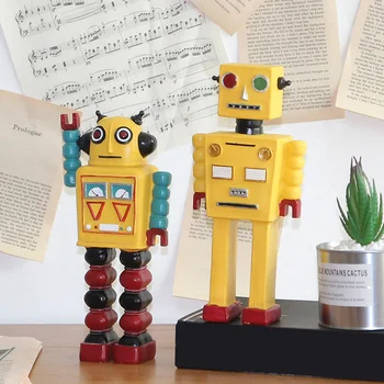 Robot De Jucărie De Epocă Figura De Învățământ Rășină Decor Ambarcațiuni Retro Stem Playthingplayset Copilul De Desene Animate De Colectie Favoarea Partidului Copil
