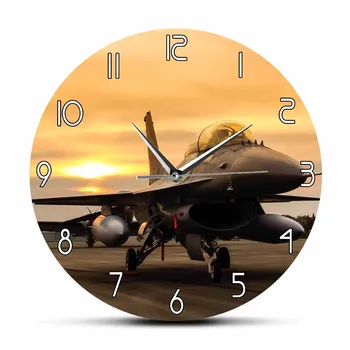 Statele unite ale americii Air Force F16 Falcon Avion de luptă de Aeronave de Avion Tăcut Perete Ceas Aviator Decor Pilot Militar Ceas Satt часы