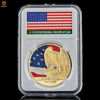 Statele UNITE ale americii Libertate Star Spangled Banner-NE Libertatea de Putere Vultur de Aur/Argint Placat cu Provocarea de Suveniruri Fisei W/PCCB Cutie