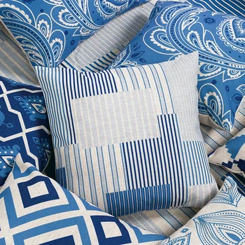 Stil chinezesc Decorative Perne Caz Oriental Geometrice Perne Capac Home Decor Albastru Scaun Canapea Pernă de canapea