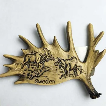 Suedia 1 Buc Desene animate Drăguț Elan de Călătorie de Suveniruri Cerb Coarne de Elan în Formă 3D Rășină Magnet de Frigider Autocolante Cadouri Artizanat 0