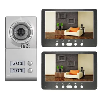 SYSD Cablu Video Interfon, Sistem de Usa 1 Camera cu 2 Monitor Interfon pentru Multi Apartament Debloca