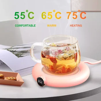 Termostat de 55 de Grade Ceașcă Caldă de Încălzire Coaster Cana cu Capac Lingura de Lapte de Încălzire Ceașcă de Cafea Caldă de uz Casnic