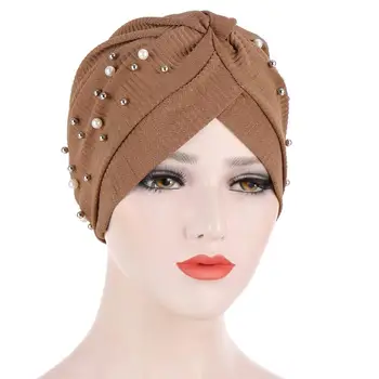 Turbanul musulman Caciula pentru femei - Zburli Perla Șirag de mărgele Capace,Chimioterapie Căciuli Headwrap pentru Cancer,grătar pentru utilizarea de zi cu zi de Păr Accesorii