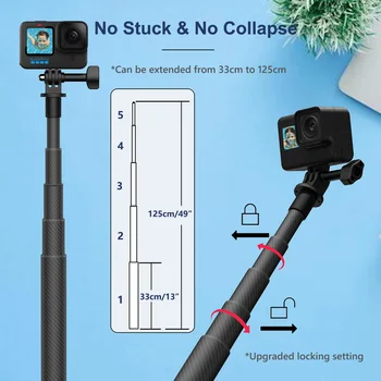 Ultra-usor din Fibra de Carbon Selfie Stick pentru GoPro 11 Insta360 X3 cu Suport de Telefon Clip Adaptor Pentru iPhone Samsung Selfie Stick