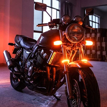 Universal Motocicleta Furculita LED-uri de Semnalizare Luminile de Benzi Kit potrivit pentru 45-70mm Furculita, 2 BUC Amber