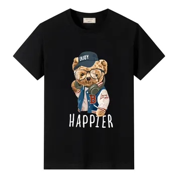 Vara Urs Print cu Maneci Scurte T-shirt Barbati Maneca Scurta Casual de Vara Pierde O-Neck T-shirt Harajuku Stradă pentru Bărbați T-Shirt