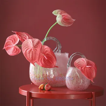 Vaza De Sticla Geantă De Mână De Creativitate Abstract Floare Roz Vaza De Sticlă Transparentă Decorațiuni Interioare Moderne Aranjament Floral De Nunta