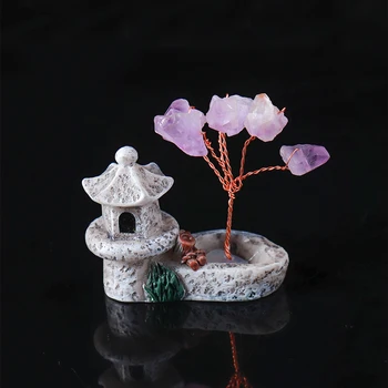 Vindecarea Prime Naturale Ametist Copac Cuarț de Cristal Reiki Minerale Norocos FengShui Ornament Pom de Viață de Sârmă Înfășurat Decor Acasă