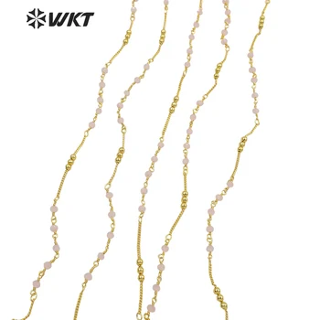 WT-RBC198 Piatra Roz de Moda Placat cu Aur prin Satelit Margele Handmade, Design de Bijuterii Lanț de Alamă pentru Colier Femei