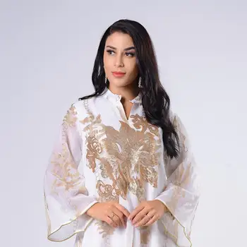 YZZ Aur Elegant cu Paiete, Broderie Musulman Rochie de Seară de Lux Middle East Dubai Jalabya arab Dubai Rochie Eid Halat