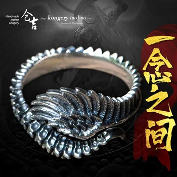 ★inel de argint 925 bărbați și femei iubitorii monahal budist disciplina inel înger diavolul deschide inel prietenei sale un cadou