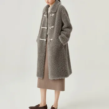 Faux Blana Haina Cald Lână, Blană de lungime medie Jachete Femei Vrac Rever Elegant Palton Gros Femei Plus Coats de Iarnă de Moda Noua 2