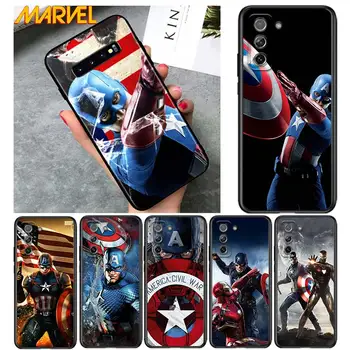 Captain America Marvel pentru Samsung Galaxy S21 Ultra Plus Nota 20 10 9 8 S10 S9 S8 S7 S6 Edge Plus Black Caz de Telefon 3