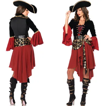 Femei Pirat Costume Fantezie Carnaval de Performanță Sexy Costum de Halloween pentru Adulti femei Rochie de printesa Căpitanul Petrecere Cosplay 3