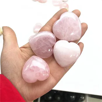Lustruit piatră prețioasă naturale cristal de cuarț roz în formă de inimă pentru pietre de vindecare 3