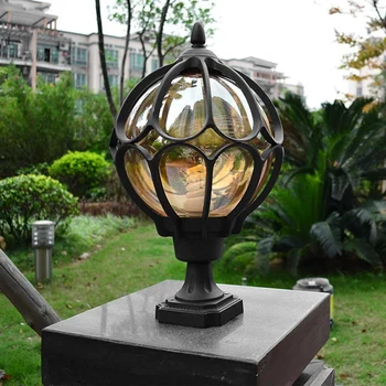 1buc în aer liber Pilon Lampa Glob de Sticlă Umbra Ușa Post Lampa Impermeabil Antic Iluminat Impermeabil Stâlp de Lumină 4