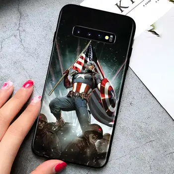 Captain America Marvel pentru Samsung Galaxy S21 Ultra Plus Nota 20 10 9 8 S10 S9 S8 S7 S6 Edge Plus Black Caz de Telefon 4