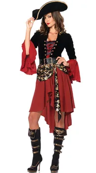 Femei Pirat Costume Fantezie Carnaval de Performanță Sexy Costum de Halloween pentru Adulti femei Rochie de printesa Căpitanul Petrecere Cosplay 4