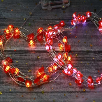 Inima rosie Șir Lumina 5M 50 Led-uri de Nunta de Decorare Alimentat de la Baterie Cu 12 Moduri De a Aniversare 4