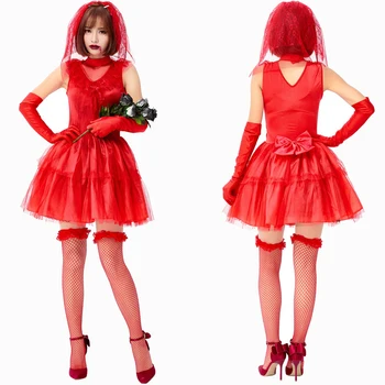 Roșu Fantoma Mireasa Costum De Cosplay Femei Bloody Mary Fantoma De Halloween Rochie De Printesa Îmbrăcăminte Costum De Halloween Pentru Adulti Femei 4