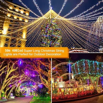 50M/400 LED-uri Zână Șir LED Lumina Garland în aer liber rezistent la apa Șir de Vacanță pentru Crăciun Crăciun de Nunta de Decorare Lumina 5
