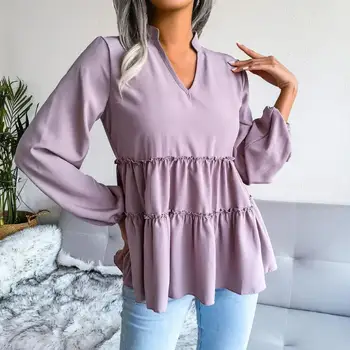 Bluza Tunica Respirabil Toamna Bluza Versatilă, Ușoară, Simplu, Elegant, De Moda Pentru Femei Bluză Casual 5
