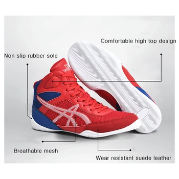 Box Pantofi de Înaltă Top Suprafața ochiului de Plasă Respirabil Glezna Protecția Bărbați Și Femei Noi Lupte Ghemuit Multi-Opțiuni de culoare 5