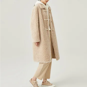 Faux Blana Haina Cald Lână, Blană de lungime medie Jachete Femei Vrac Rever Elegant Palton Gros Femei Plus Coats de Iarnă de Moda Noua 5