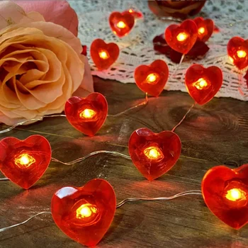 Inima rosie Șir Lumina 5M 50 Led-uri de Nunta de Decorare Alimentat de la Baterie Cu 12 Moduri De a Aniversare 5